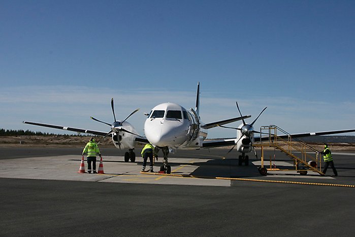 Ett flygplan har landat på Örnsköldsvik Airport